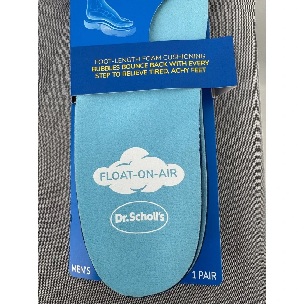 NWT Dr. Scholl's Float-On-Air Shoes Insoles Men's 8-14 Blue Superior‎ Comfort